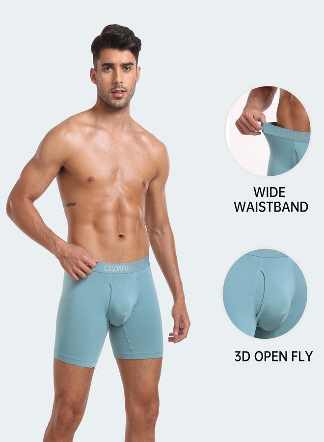COLORFULLEAF Men's Boxer Briefs Moisture Wicking Underwear Soft Rayon Made from Bamboo Underwear for Men with 3D-Pouch Open Fly(4Black,M) - Image 4